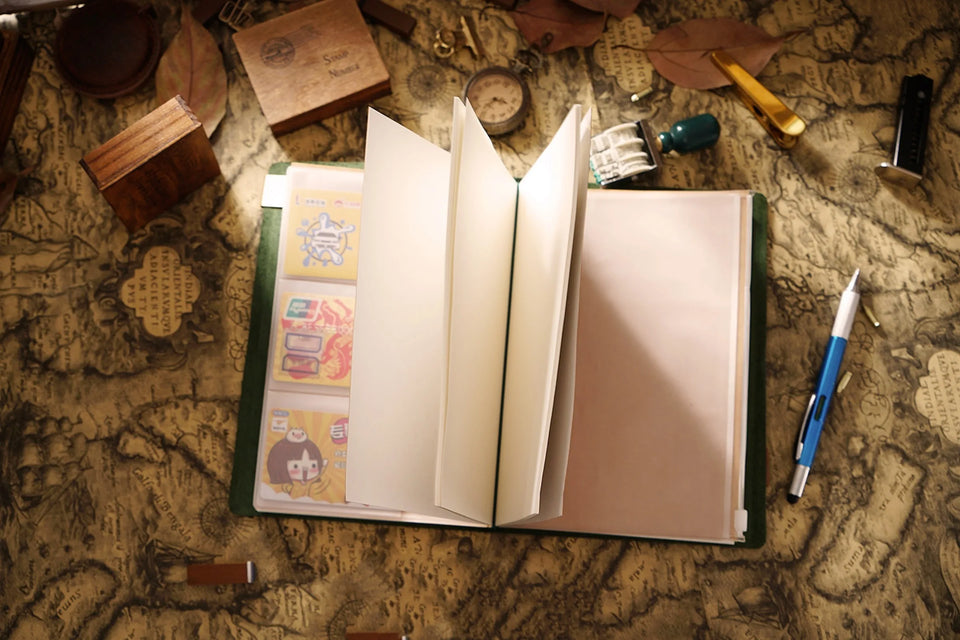 Refillable Leather Travel Notebooks Diary, Retro Handmade Leather Portable Travel Journals Sketchbook for School Office Supplies