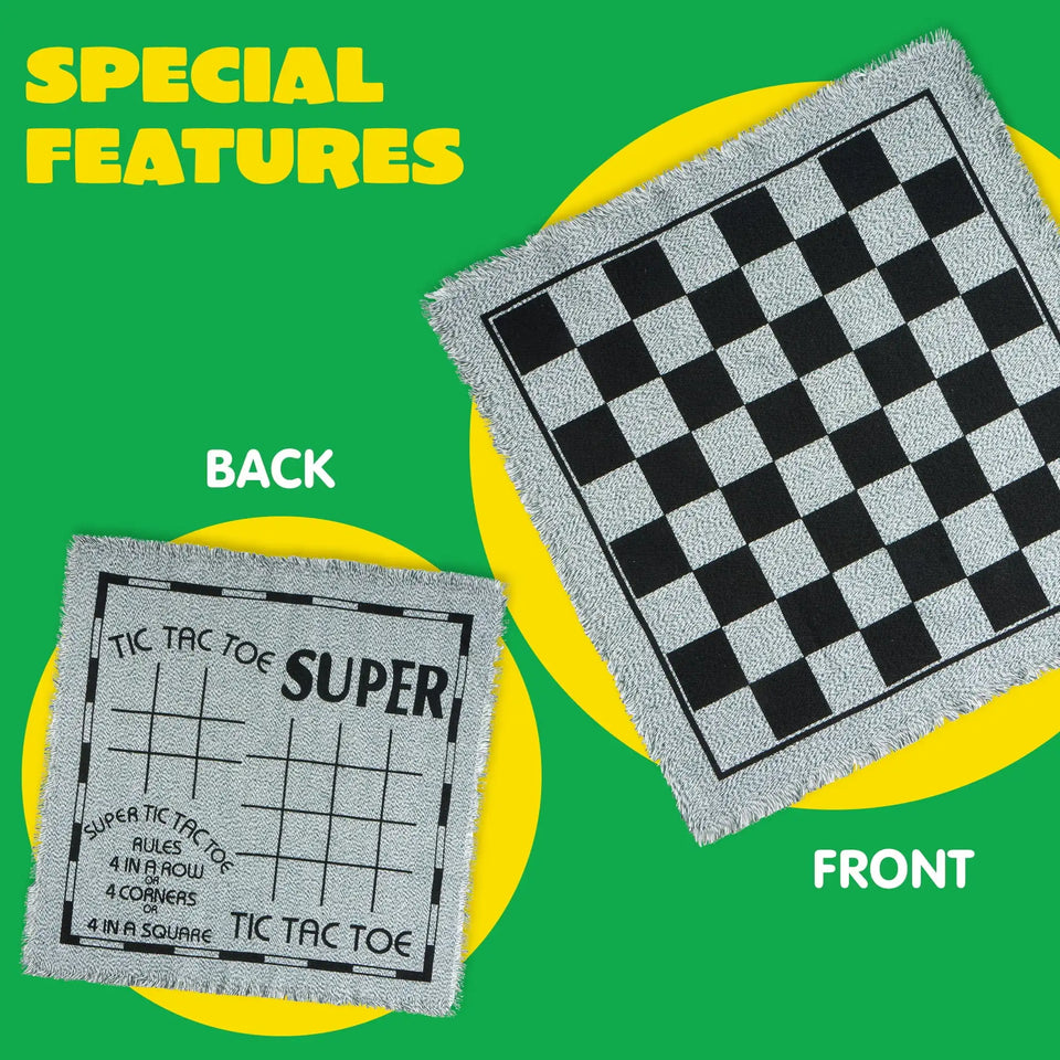Joyfy 3-in-1 Vintage Giant Checkers Tic Tac Toe Game for Kids Outdoor Games Family Adults Game Toys