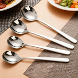 1/5PCS Round Head Soup Spoon Stainless Steel Long Handle Stirring Spoon Portable Dessert Coffee Scoop Home Kitchen Tableware