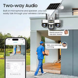 V380 Pro Solar Camera 3 Lens WiFi Security Cameras Outdoor Smart Home Solaire Power PTZ IP 15MP Night Vision CCTV Surveillance