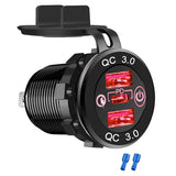 12V/24V Triple USB C Car Charger Socket USB Outlets PD & 18W QC3.0 Aluminum Metal Car Socket Adapter with Touch Switch