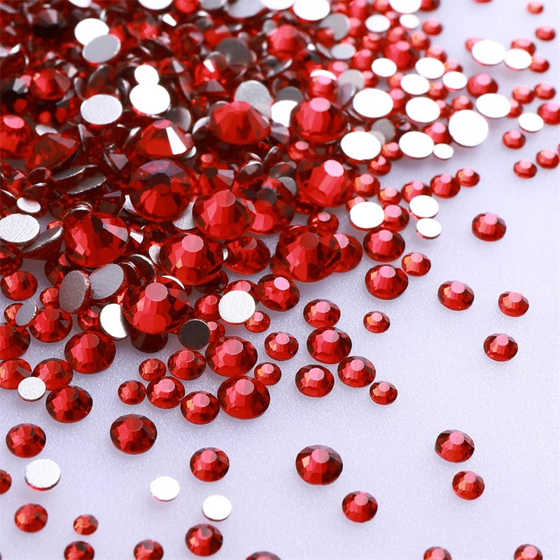 1440Pcs Mix Size Glass Flatback Rhinestone Glitter Crystal AB Round Diamond Non Hotfix Glue On Stone for DIY Nail Art Decoration