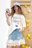 ELFSACK 2025 Summer New Arrivals Lace And Lace Patchwork A-Line Denim Skirt For Women