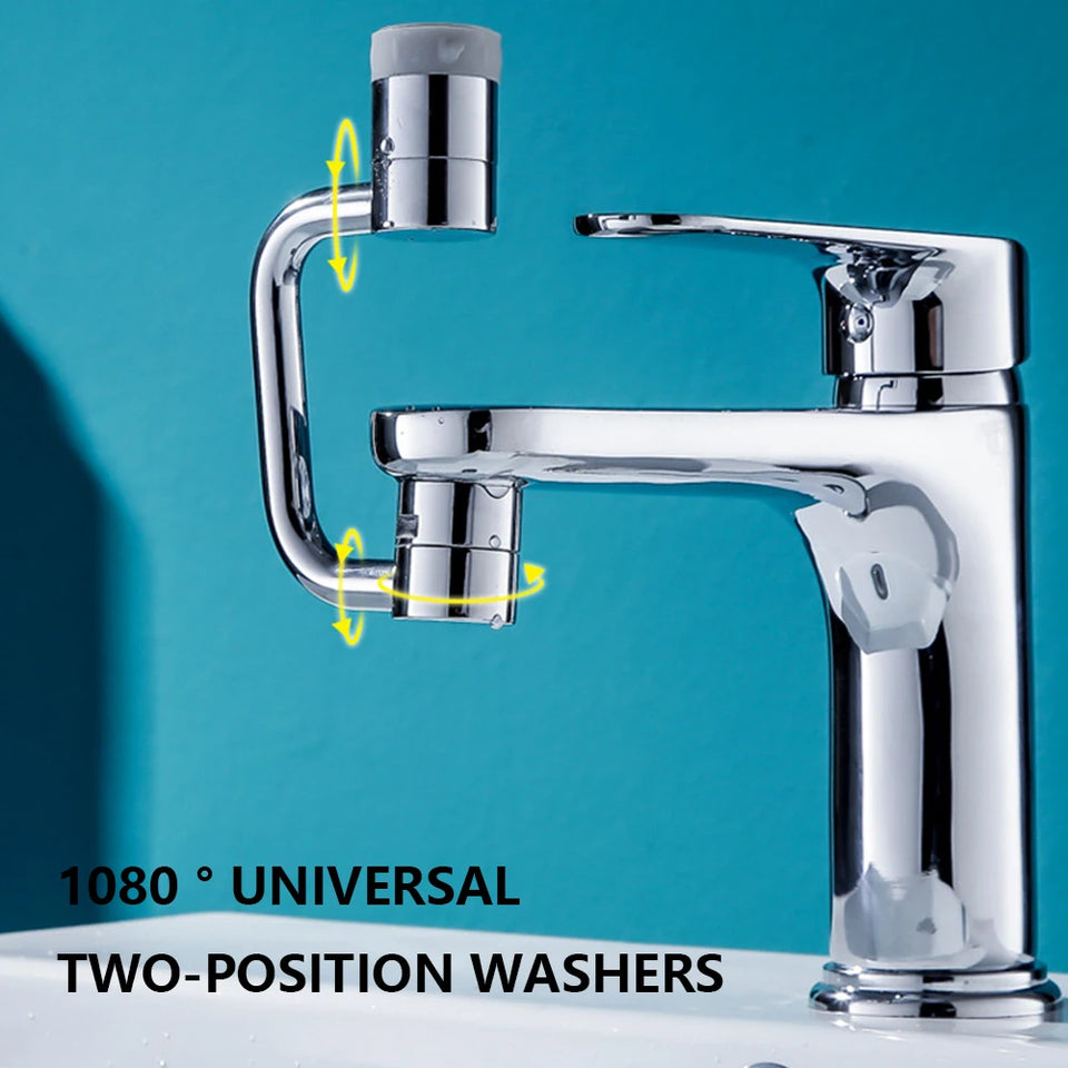 1080° Rotatable Extension Faucet Sprayer Head Universal Faucet-Extender 2 Modes Stainless Steel Bathroom Tap Extend Adapter