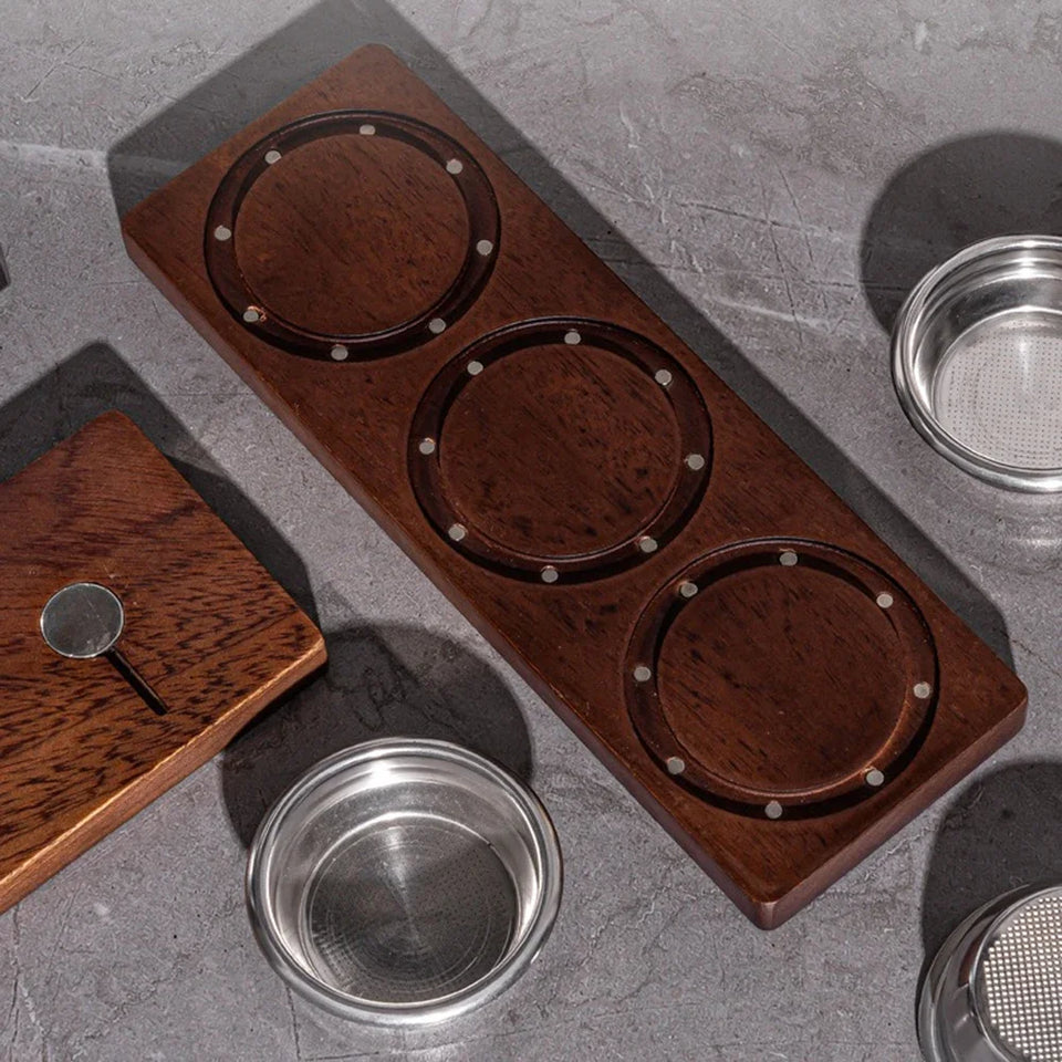 58mm Coffee Filter Basket Storage Tray Magnetic Wall Mounted Coffee Grounds Bowl Rack Single/Double Bowl Blind Bowl Rack