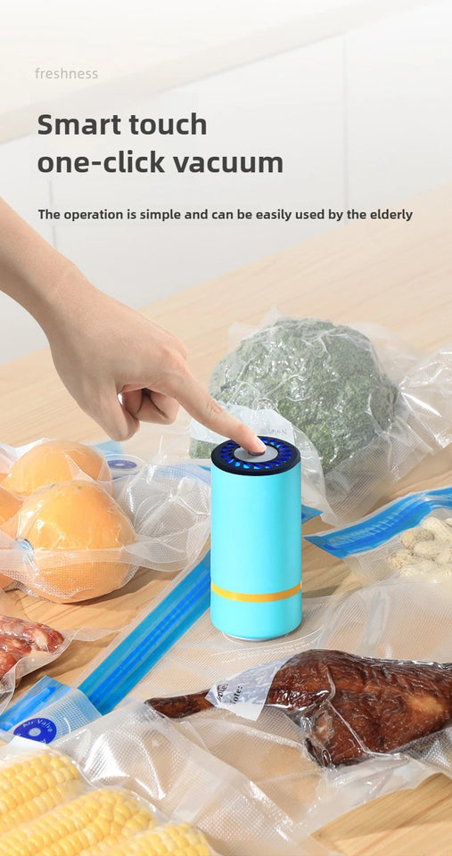 Electric Air Pump for Vacuum Bags Portable USB Mini Vacuum Sealer Rechargeable Food Vacuum Packaging Sealing Machine for Home