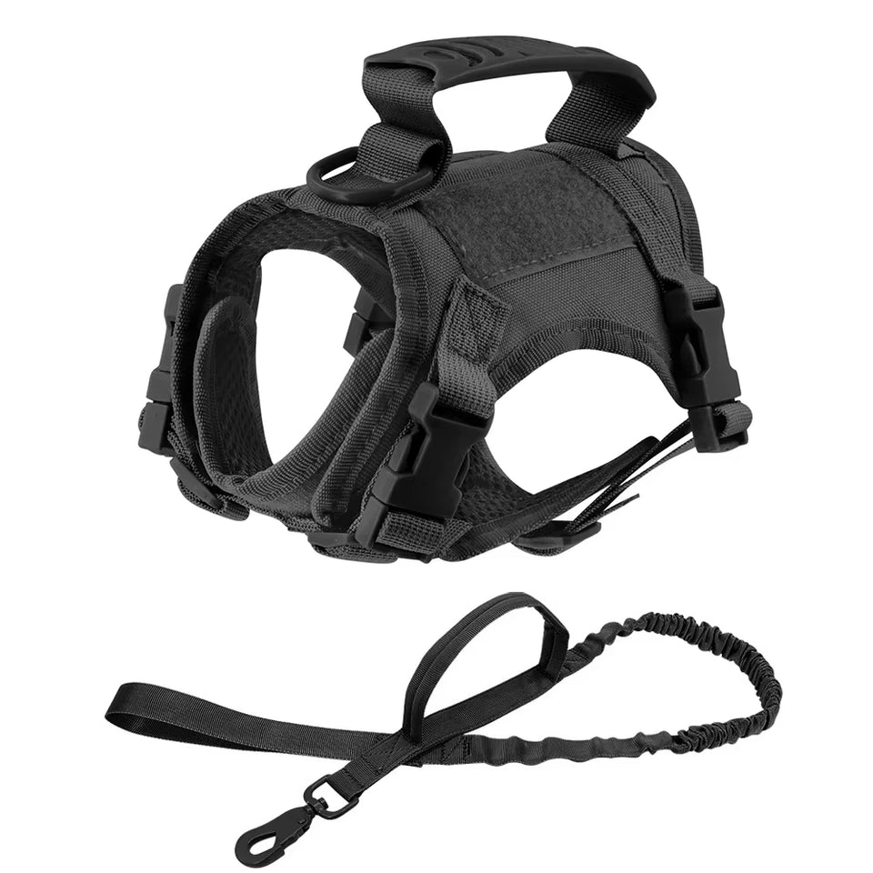 Tactical Cat Harness Leash Set Escape Proof Breathable Military Vest and Velcro for Small Dog Kittens Puppies Walking & Training