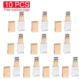 10PCS LOT High-speed Crystal USB Flash Drives 128GB Free Logo Pendrive 64GB Memory Stick 32GB 4GB Iron Box high-capacity U Disk