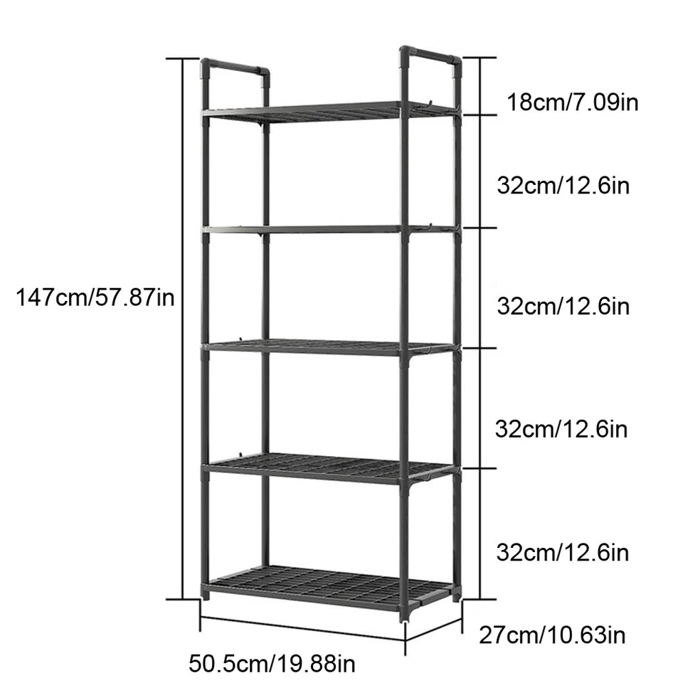 5-Shelf Adjustable Storage Shelves Heavy Duty Rack Storage Shelving Unit 66 Lbs Capacity Organizer for Kitchen,Garage,Bathroom