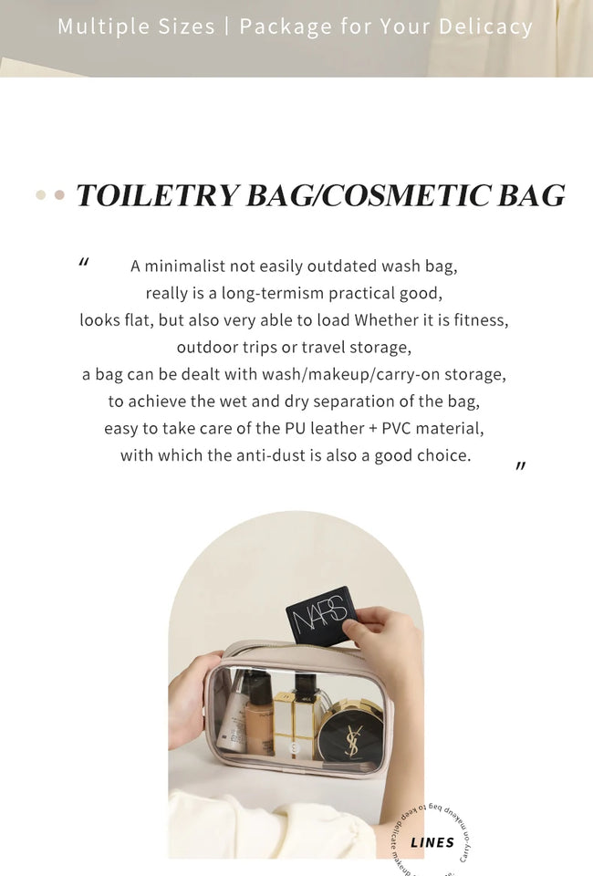 Tianzong Toiletry Bag Portable Travel Business Trip Cosmetics Bag Waterproof Transparent Cosmetic Bag