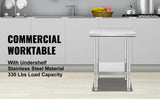 SucceBuy Stainless Steel Kitchen Work Bench Commercial Catering Table Worktable w/Undershelf 330LBS 286LBS for Restaurant Garage