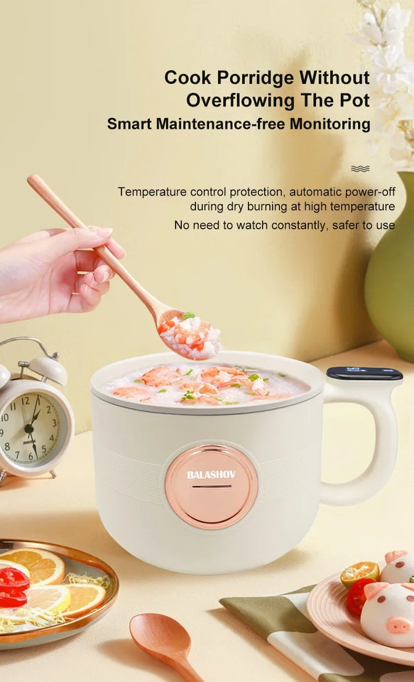 220V Multi Cookers Portable Electric Hot Pot 1.5L Household Non-stick Pan electric cooking pot for Ramen, Dumplings, Oatmeal