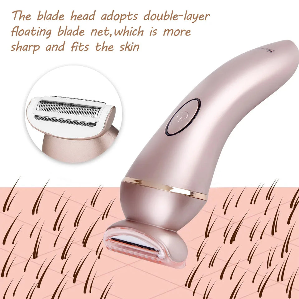 Surker Electric Bikini Trimer Shaver Women: 2 in 1 IPX7 Waterproof Wet & Dry Use Body Hair Trimmer and Facial Hair Remover