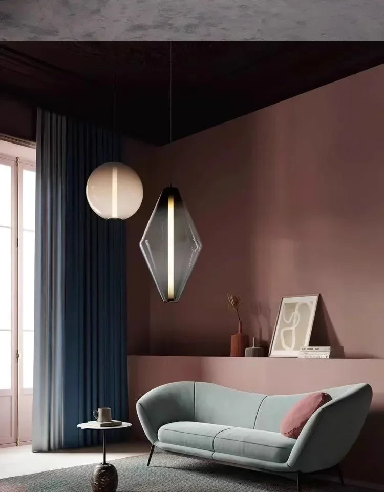 Nordic Minimalist Restaurant  LED Pendant Light  Modern Designer Glass Restaurant Small Pendant Light  Including Light Source