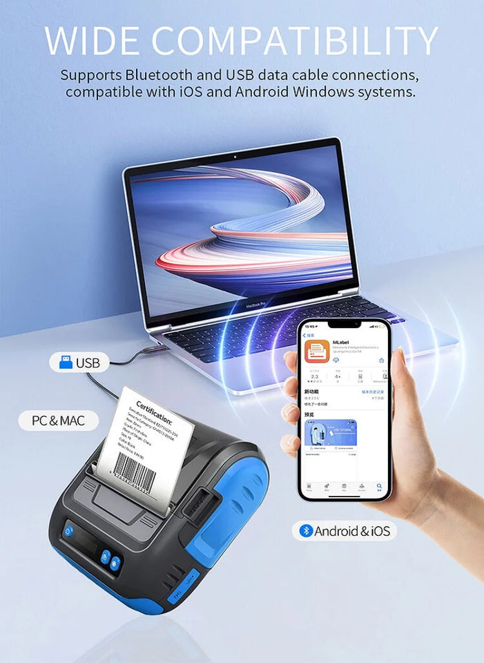 MHT-P29L Milestone Bluetooth 80mm Usb Thermal Receipt Printer Mini Tag Barcode Sticker Printer Receipt Printing Machine