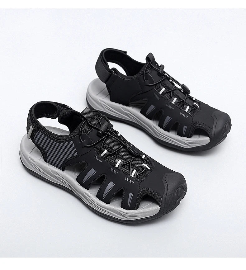 Summer Men's Sandals Beach Shoes Handmade Breathable Design Wading Casual Beach Shoes Lightweight Soft Bottom Outdoor Sandals