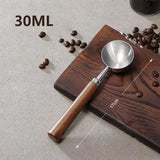 1pc New 304 Stainless Steel Measuring Spoon Coffee Bean Spoon 30ml Walnut Handle Coffee Powder Spoon Baking Spoon