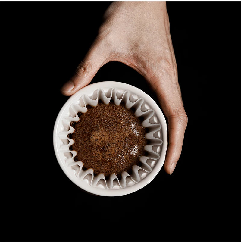 MHW-3BOMBER Meteor Dripper 1-2 Cups Pour Over Coffee Dripper With Wooden Base Ceramics Coffee Dripper For Manual Brew Barista