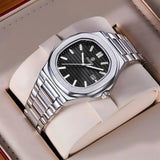 OGEDA 2024 new 40MM square men's quartz watch glass stainless steel waterproof 3Bar luminous C3 reloj hombre watches for men
