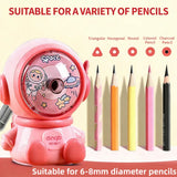 Cartoon Astronaut Pencil Sharpener Student Pencil Sharpener Hand Crank Manual Sharpener Adjustable Thickness Cute Pencil Cutter
