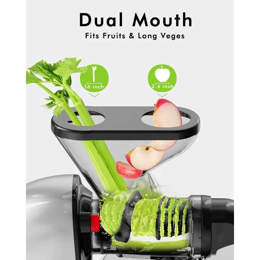 Cold Press Juicer with Dual Feed Chute – Juicer for Fruit & Vegetables, BPA-Free, Quiet Motor, Easy Cleaning, Anti-Clog System,