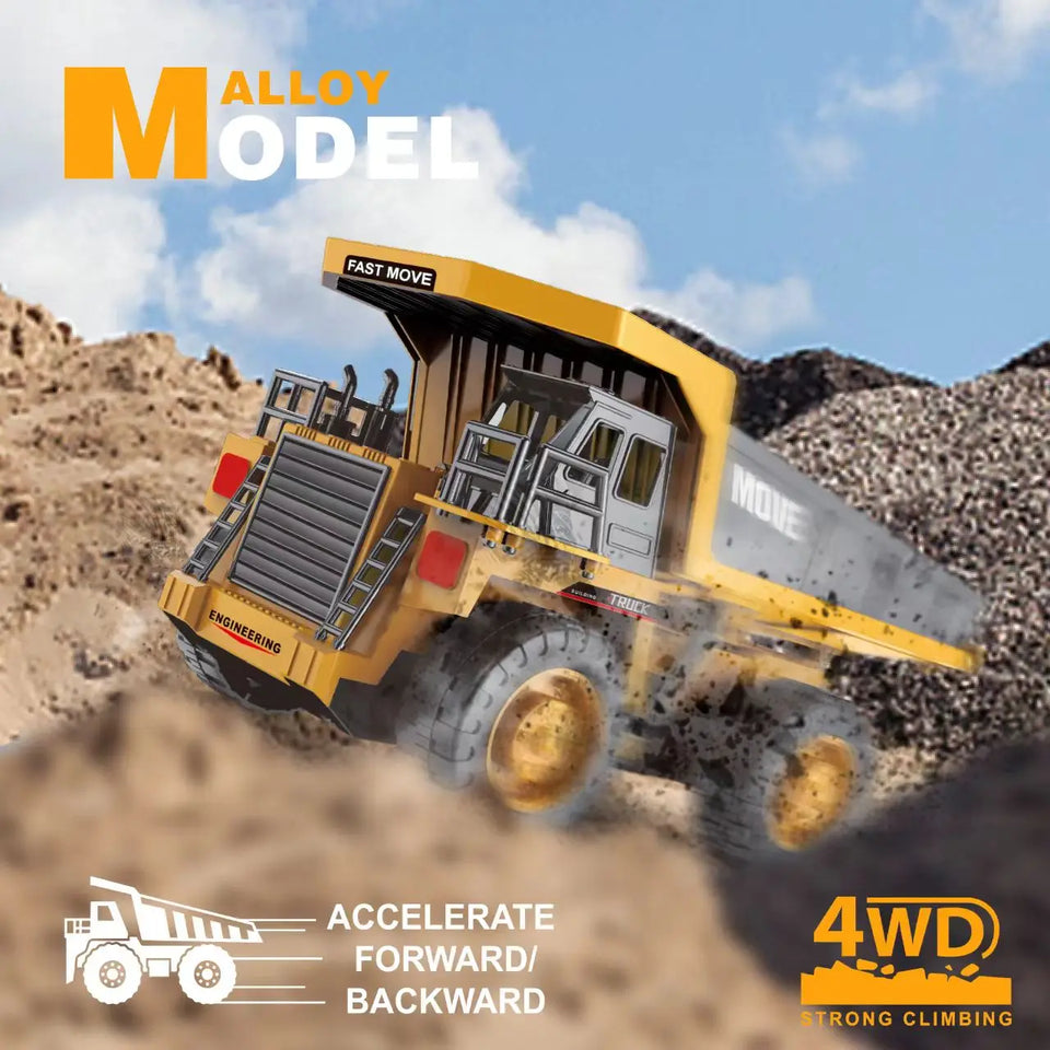 ZWN 1/16 1/20 Remote Control Excavator Dump Truck RC Model Car Toy Professional Alloy Simulation Construction Vehicle for Kids
