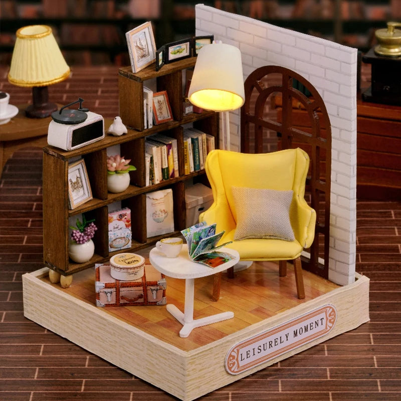 Coffee Shop Wooden Mini Doll House DIY Small House Kit Making And Assembling Room Models Toys For Kid Birthday Gifts Dollhouse