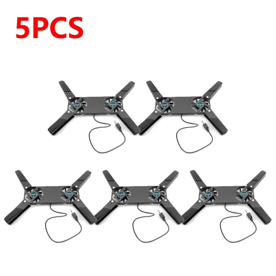 1-5PCS Air-cooling Laptop Cooler Bracket USB Powered Cooling Dock Laptop Cooling Pad 2 Fan for Notepad Universal PC Computer