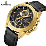 NAVIFORCE Waterproof Watches for Men Original Brand Luxury Leather Men's Quartz Wristwatch Fashion Military Chronograph Male