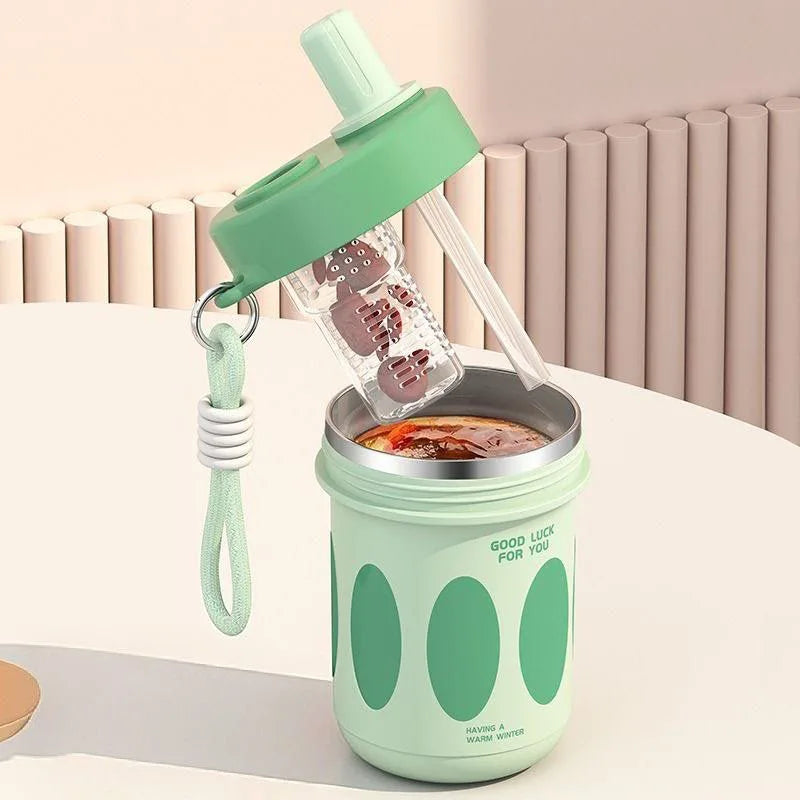Stainless Steel Tea Cup with Infuser and lid 550ml Tea Office Mug Tumbler with Lids and Straws Portable Coffee Travel Mug Cups