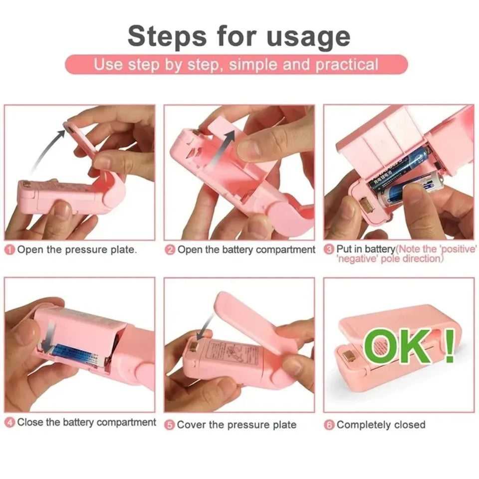 1PC Mini Bag Sealing Machine Package Sealer Bags Thermal Plastic Food Bag Closure Portable Sealer Food Packaging Heat Sealer