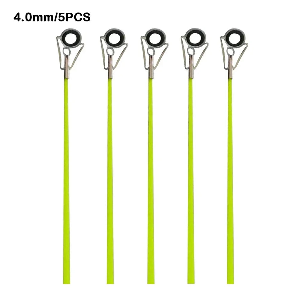 5pcs 40cm Fishing Rod Tip Retractable Carbon Fiber Fiberglass Fishing Pole with Top Ring Boat/Raft Rod Tip Spare Tail Fiberglass