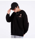 Floral Embroidery Unisex Pullovers Sweatshirt For Men Loose Fit Autumn Quality Cotton Fashion Casual Oversized Luxury Pull Homme