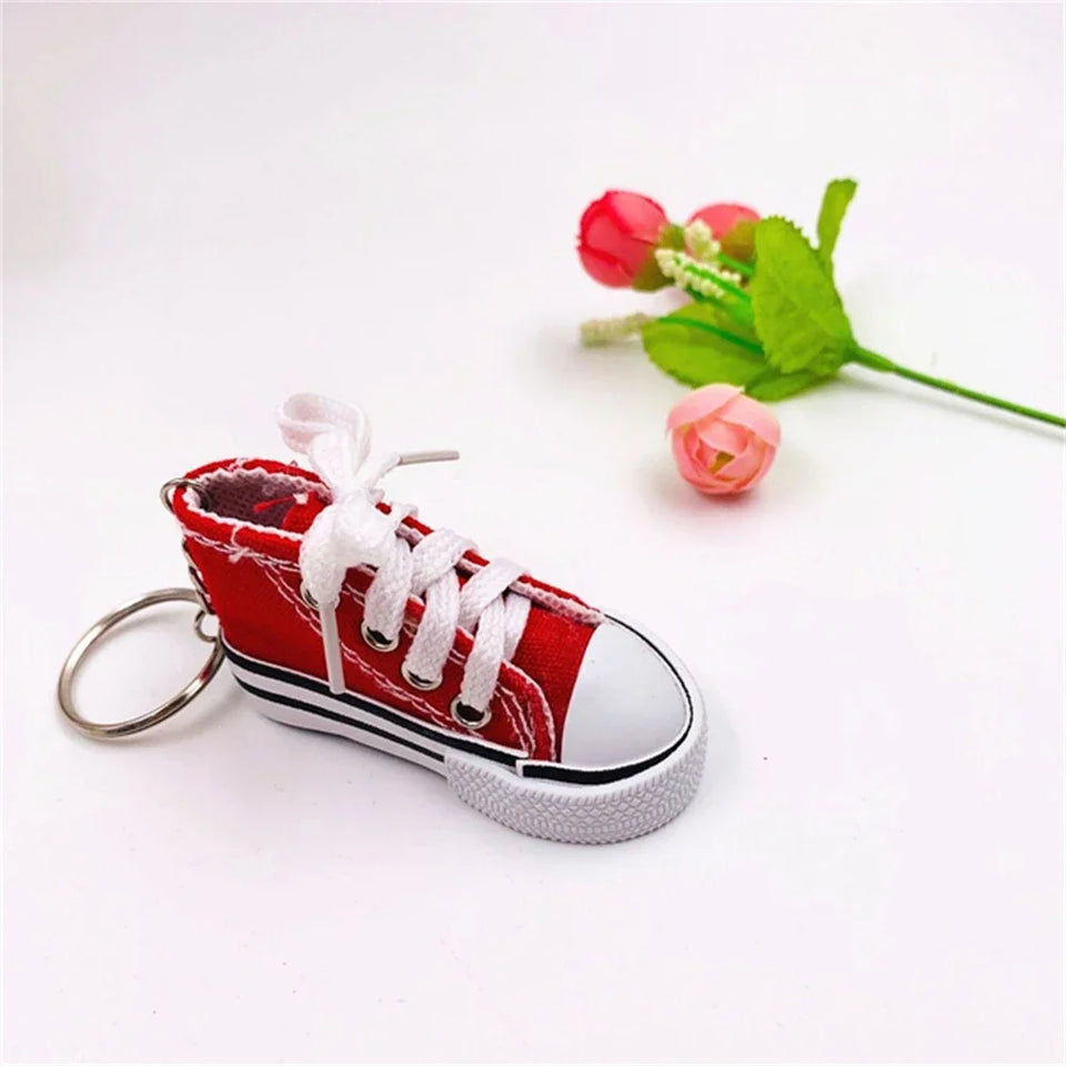 3D Canvas Sneaker Tennis Shoe Keychain Blue Pink Black White Sports Shoes Keyring Bag Ornaments Car Trinket Keyring Accessories