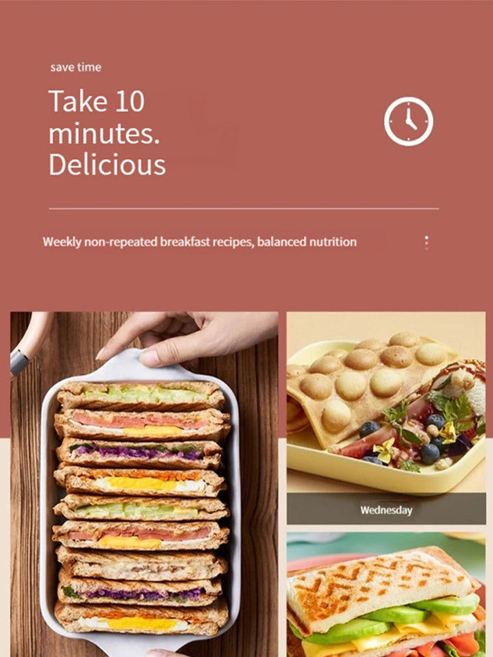 Fully Automatic Multifunctional Mini Waffle Maker, Home Quick Breakfast Machine, Sandwich Cake Baking Tray, And Pancake Maker