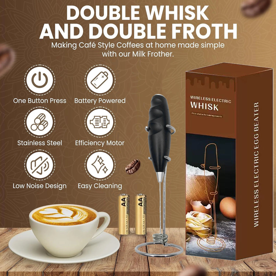 ONEKA Milk Frother Handheld Foam Maker For Latte Mini Whisk Coffee Cappuccino Frappe Matcha Hot Chocolate Drink Mixer