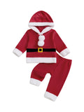 0-5T Girls Boys Santa Claus Costume Long Sleeve Hooded Sweatshirt with Pants Christmas Outfit Cosplay Costume
