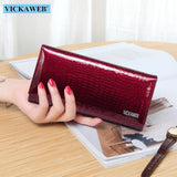 New Women Magnetic Hasp Wallet Genuine Leather Coin Purse Ladies Long Fashion Female Card Hold Money Bag AE501-1