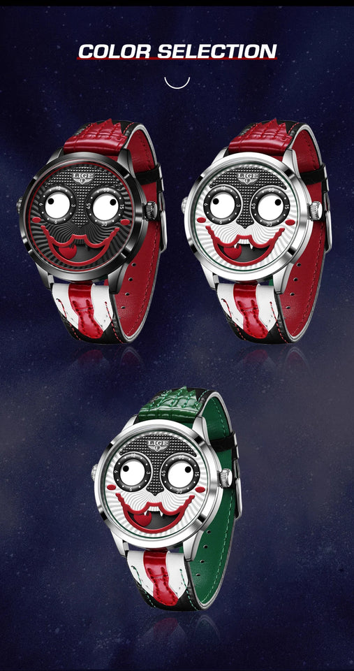 LIGE 2025 TOP Men's Watches Quartz Clown Dial Watches Unique Strange Fashion Cool Watch Waterproof watches for men reloj hommes