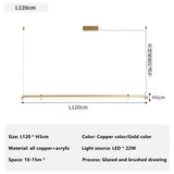 Italian minimalist designer bar restaurant chandelier Nordic minimalist modern all copper restaurant bar lighting