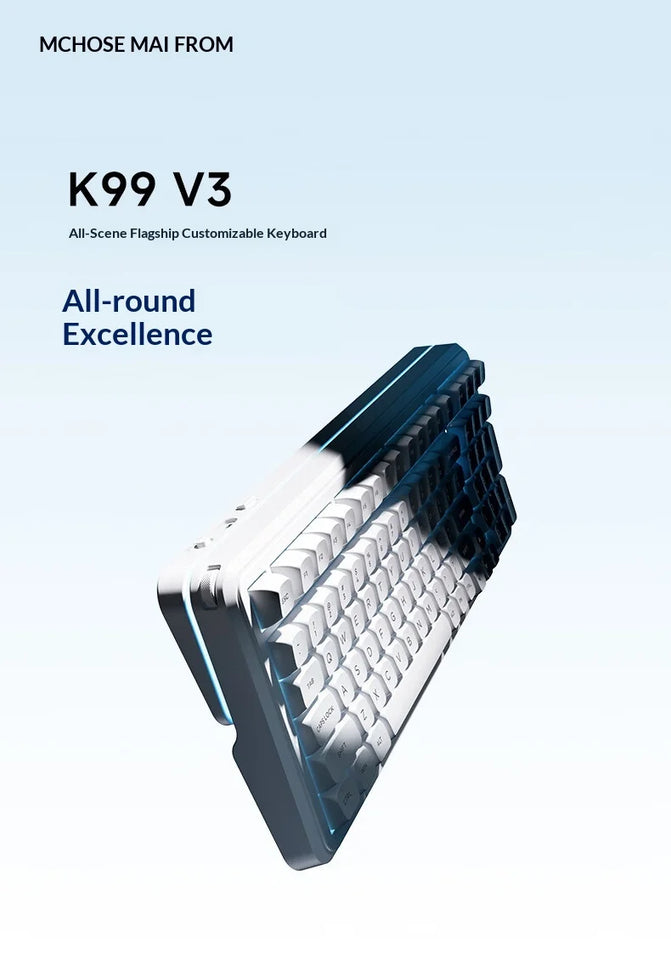 MCHOSE K99 V3 Mechanical Keyboard Tri-Mode Wireless ARGB Control Knob 10000mAh Dual 8K 0.125ms Hot-Swappable Custom Game Keyboar