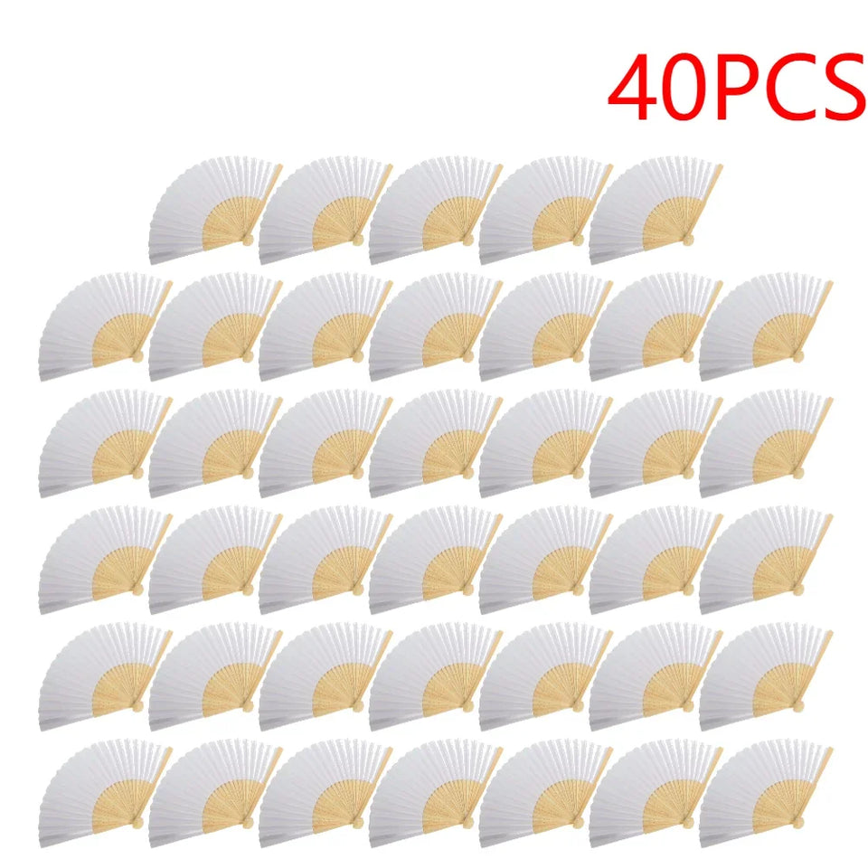 1-50PCS Paper Bamboo Folding Hand Fan Wedding Personalized Fans Party Decor Art Craft DIY Folding Fan for Wedding Party Decor