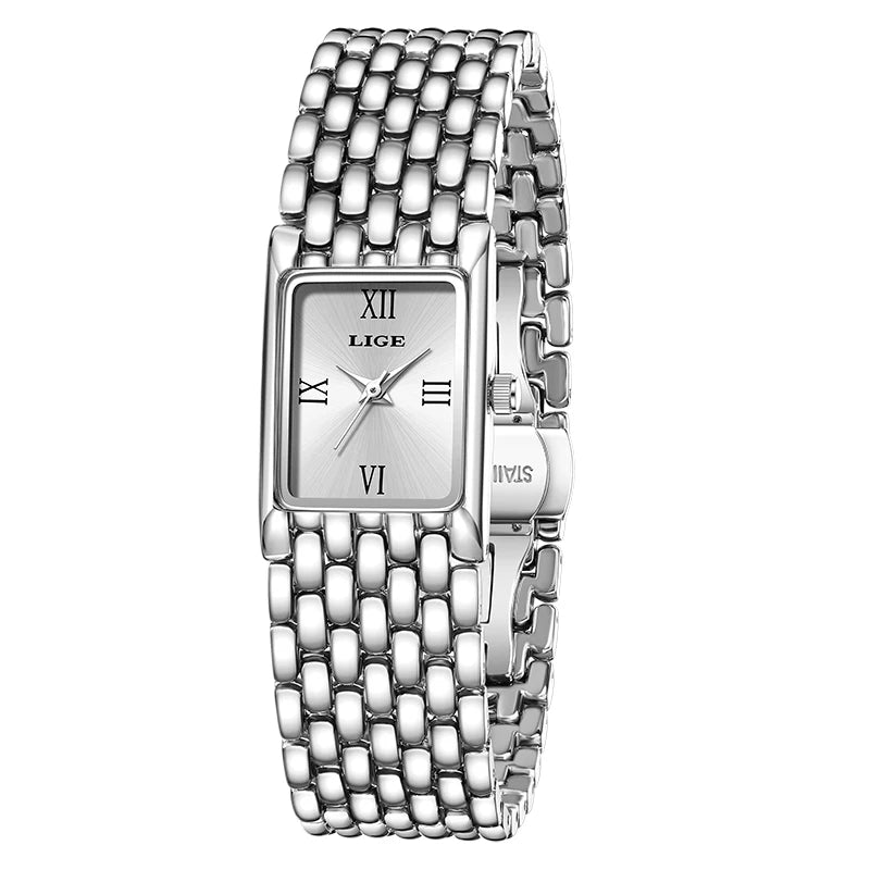 LIGE new 2025 women's watch quartz stainless steel strap women watches luxury casual waterproof retro fashion ladies watch reloj