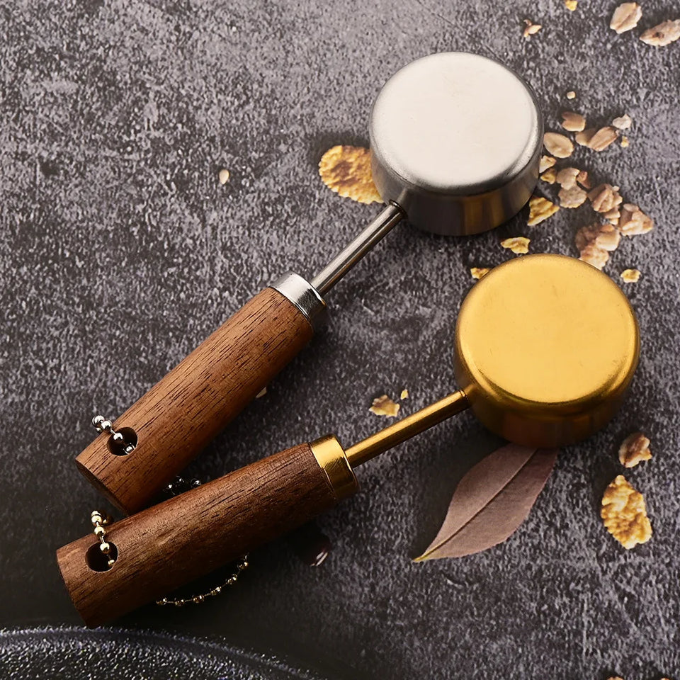 Gold Wooden Handle Stainless Steel Measuring Cups Spoons Baking Tools Coffee Measuring Spoon Set Bartending Scale Accessories