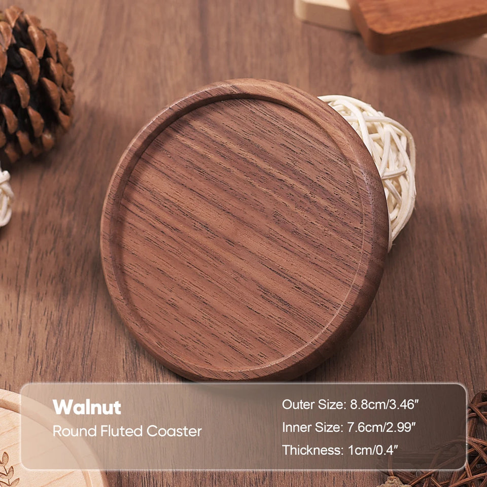 Wood Coasters for Drink Beech Coasters Heat Resistant Round Non-slip Pad Cup Coasters Tea Coffee Cup Pad for Home Table Kitchen