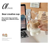 Restaurant Bear Shape Glass Cups, Cute Cartoon Animal Transparent Juice Cups for Children,Office Coffee Mugs Party Water Jar