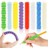 8Pcs Textured Silicone Pen Grips Ergonomic Writing Aid Sensory Pencil Sleeves Tool Non-slip Reusable for Kids Adults Handwriting