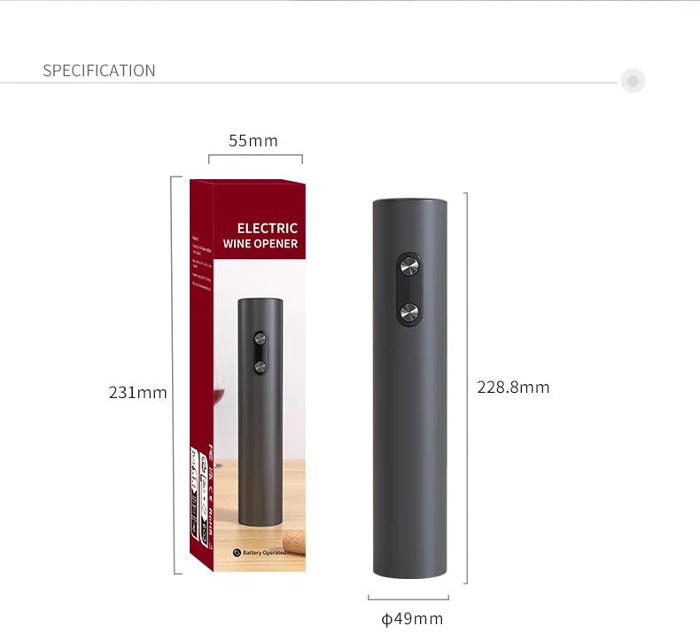 Electric Wine Opener Set Automatic Corkscrew with Aerator Pourer and Foil Cutter for Kitchen Bar Party Gifts