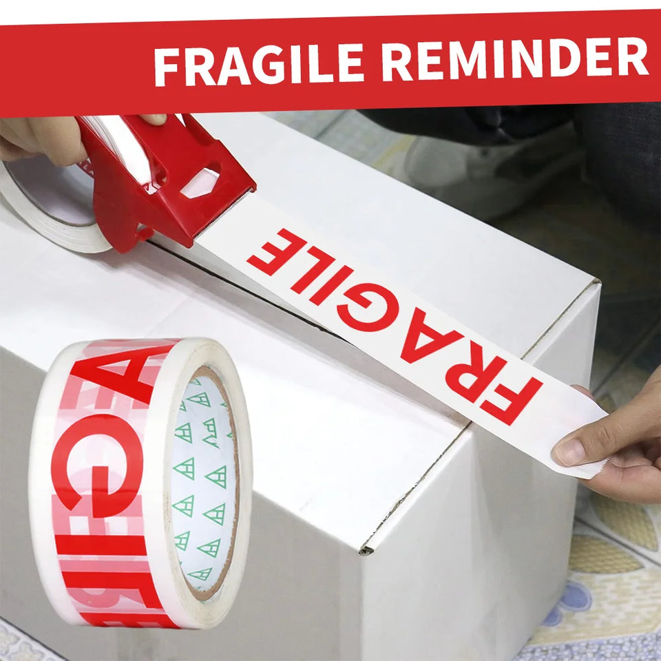 48mm×50M Packaging Tape Roll: Made of PP Material with Fragile Warning Reminder, Adhesive for Marking & Securing