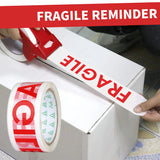 48mm×50M Packaging Tape Roll: Made of PP Material with Fragile Warning Reminder, Adhesive for Marking & Securing
